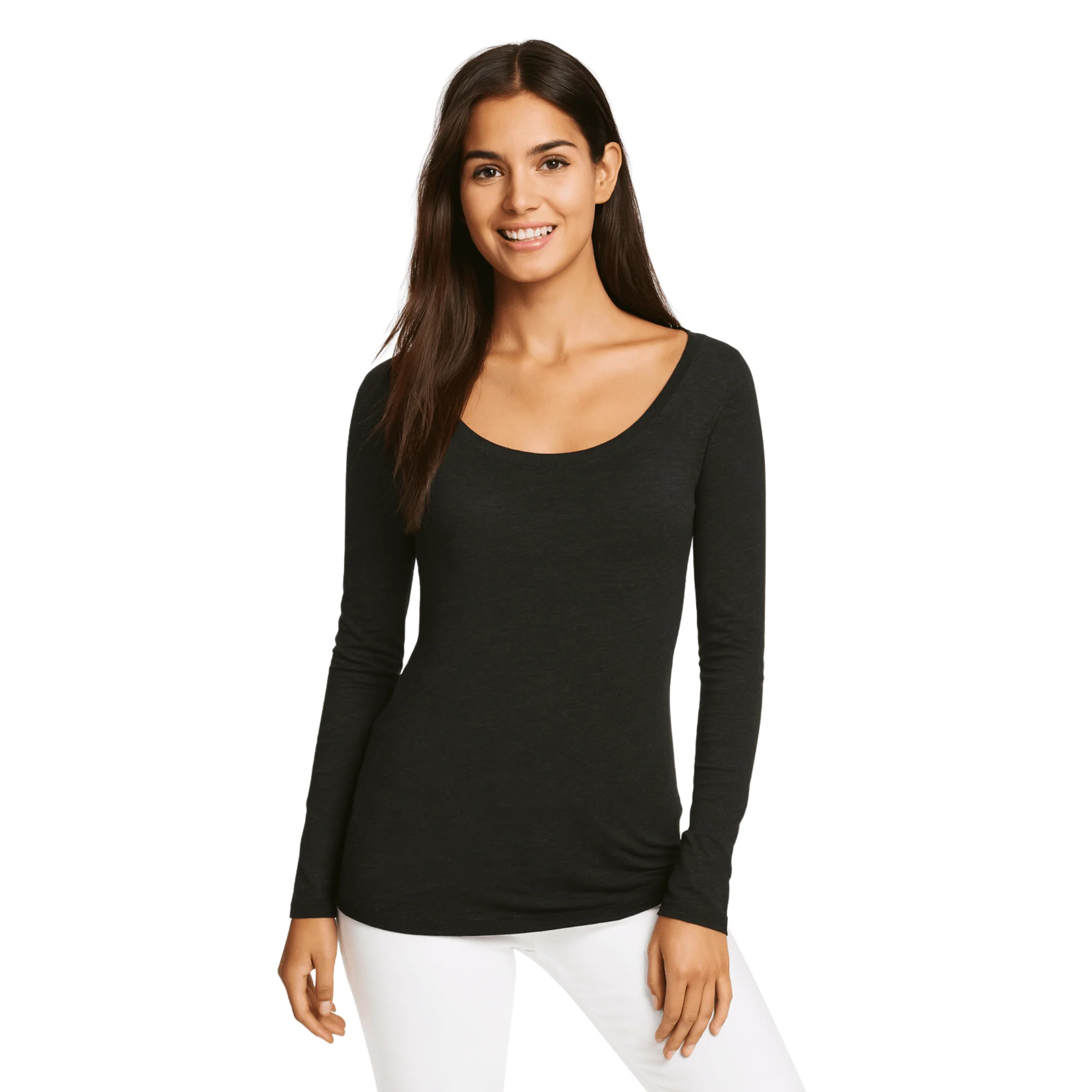 First-Class Women s Long-Sleeve Scoop Neck Essential Top Original