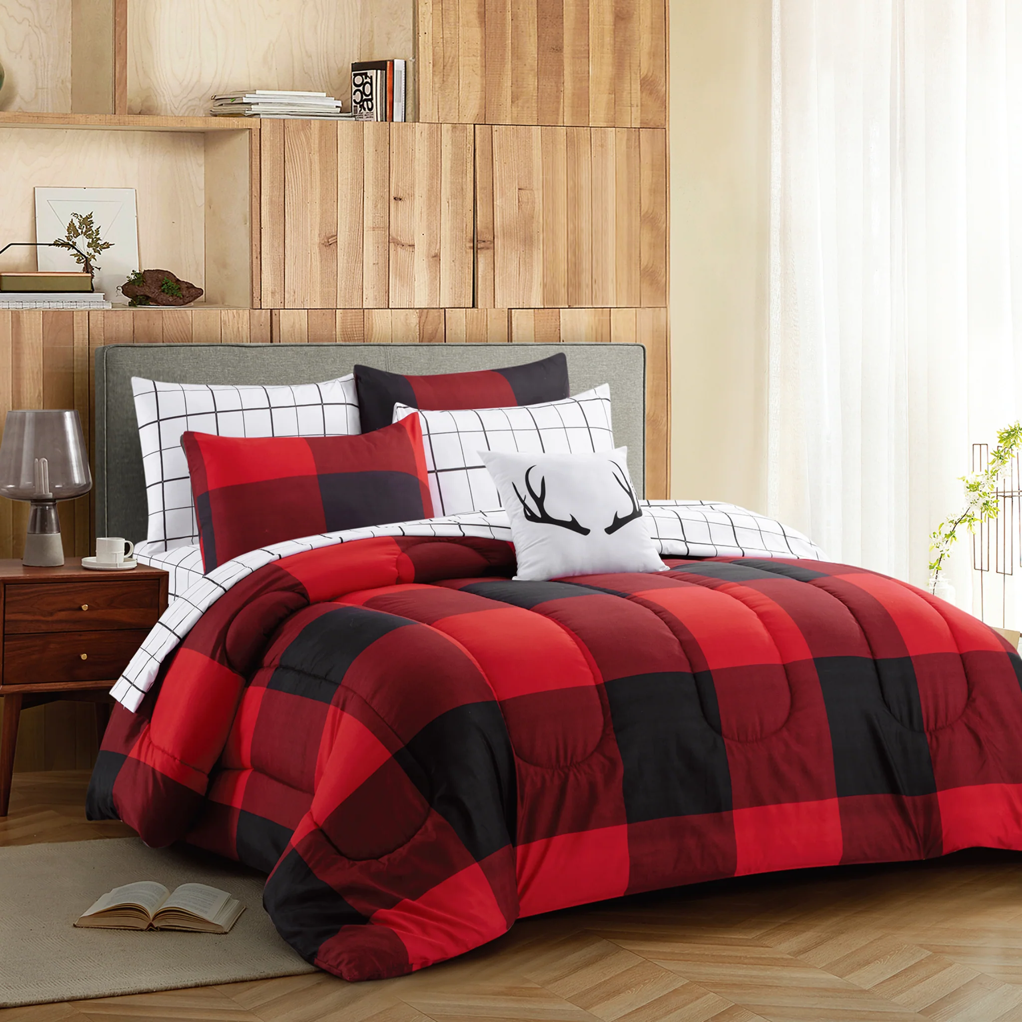 High-Grade Lodge Plaid Comforter Set – 8 Pieces Queen Proven