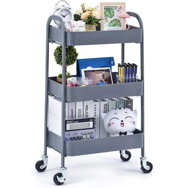 Reusable Kingrack 3 Tier Rolling Cart No Screw Metal Utility Cart Easy Assemble Utility Serving Cart WK130917-G Sophisticated