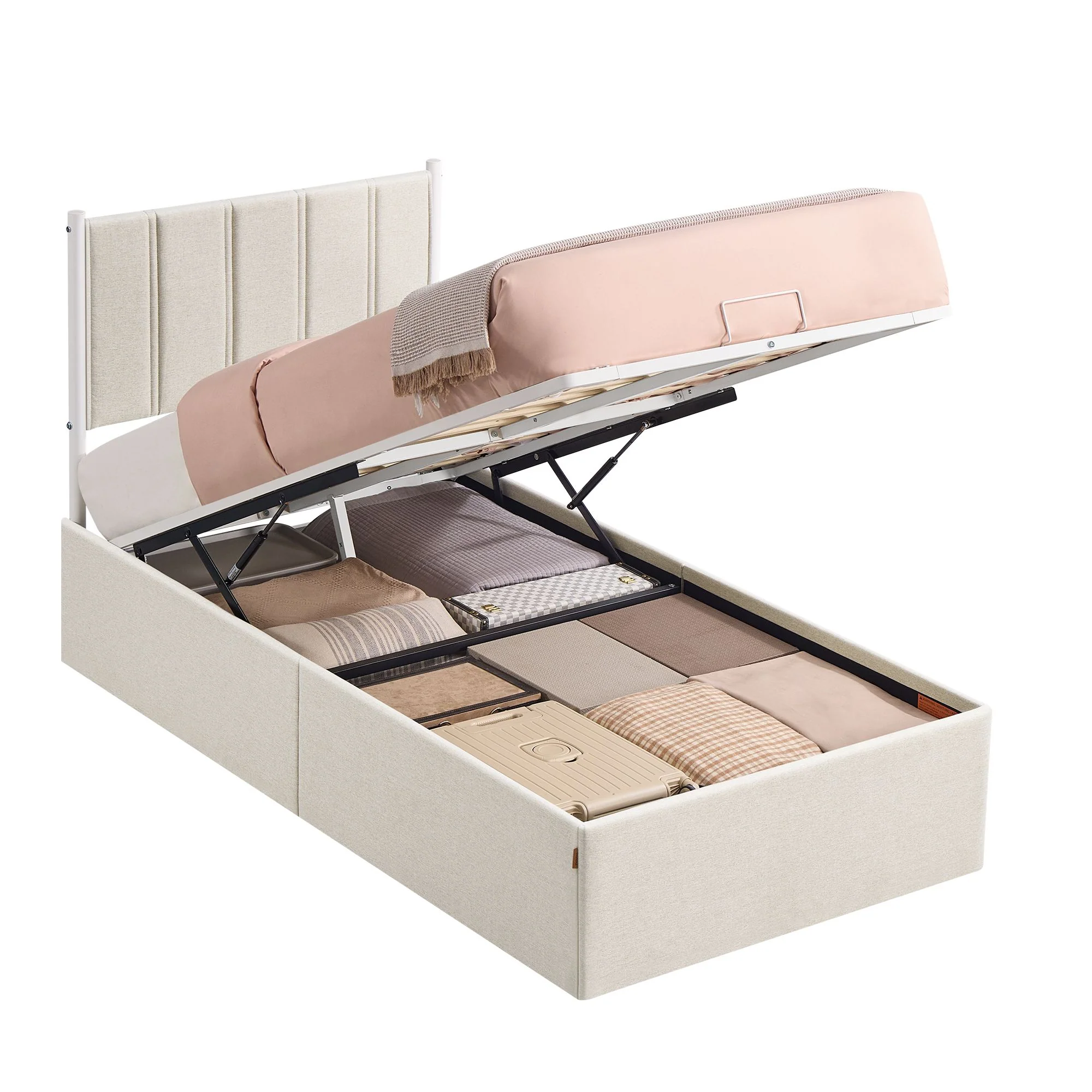 Clean VASAGLE VASAGLE Lift Up Storage Bed Frame Twin Size Hydraulic Platform Bed Reusable