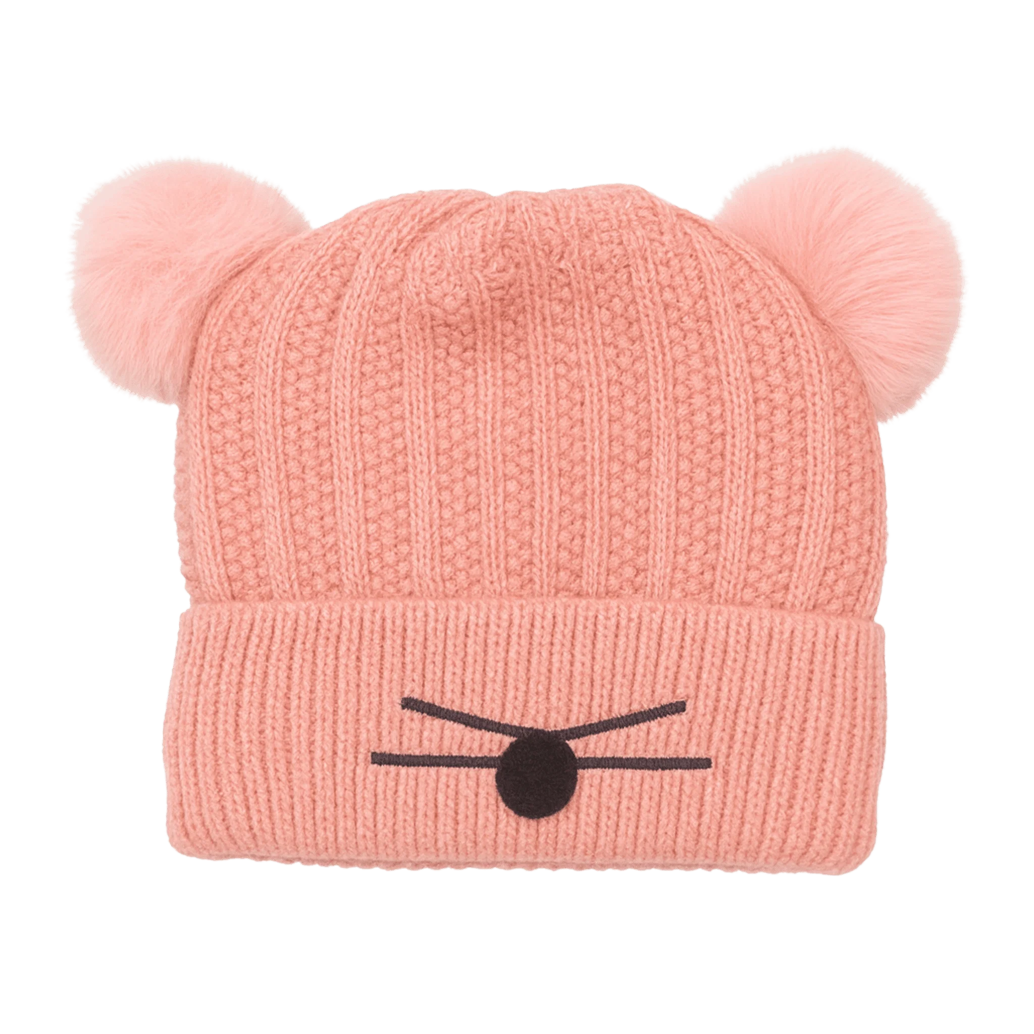 Soft Knit Beanie with Decorative Ears and Pom-Poms Fine Crafted