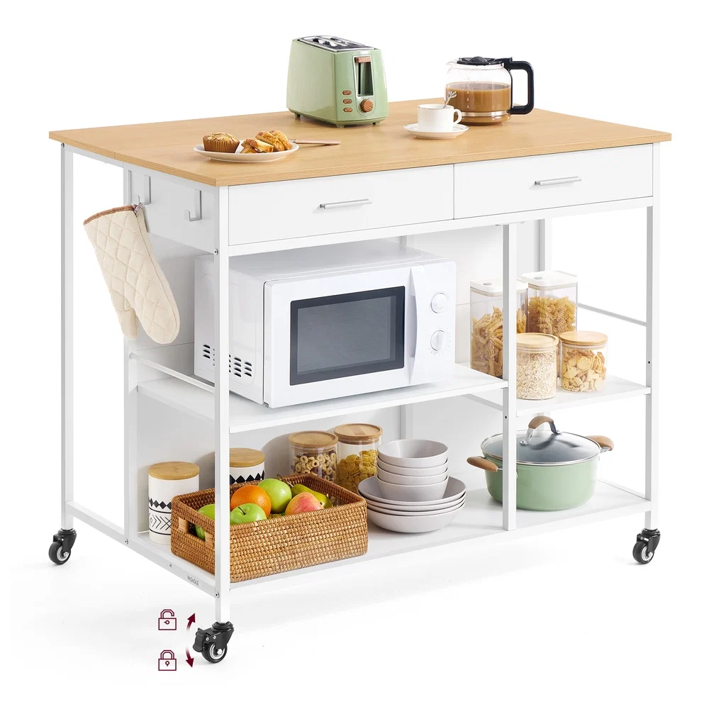 Smart VASAGLE VASAGLE Kitchen Rolling Island Mobile Kitchen Cart with Storage on Wheels Trendy