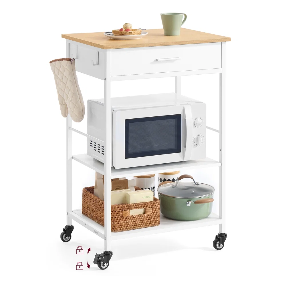 Advanced VASAGLE VASAGLE Kitchen Rolling Island Mobile Kitchen Cart with Storage on Wheels Reusable