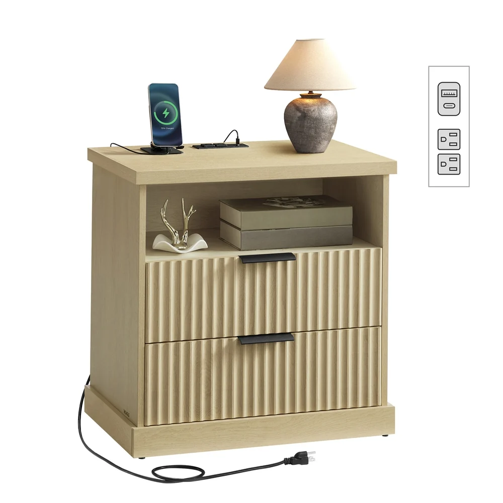 Powerful VASAGLE MAXE Collection – Nightstand with Charging Station Relaxed