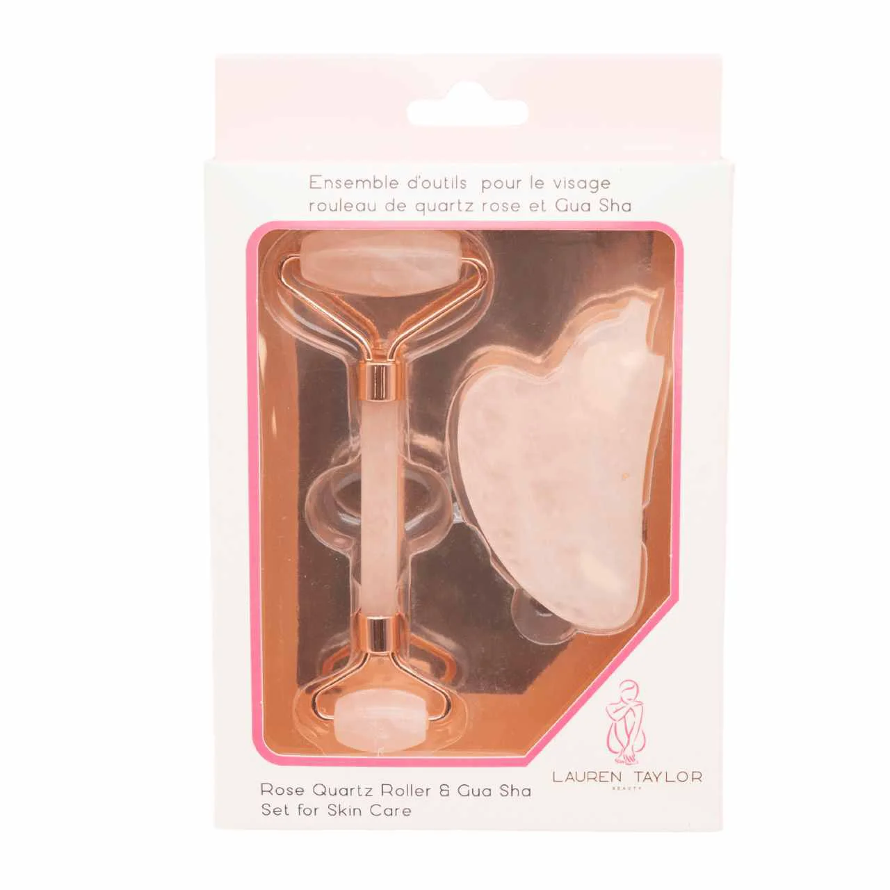 Artisan Rose Quartz Facial Care Set – Roller Gua Sha Green