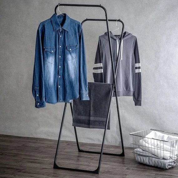 Casual X-SHAPED SLIM DRYING RACK STL BK Elegant