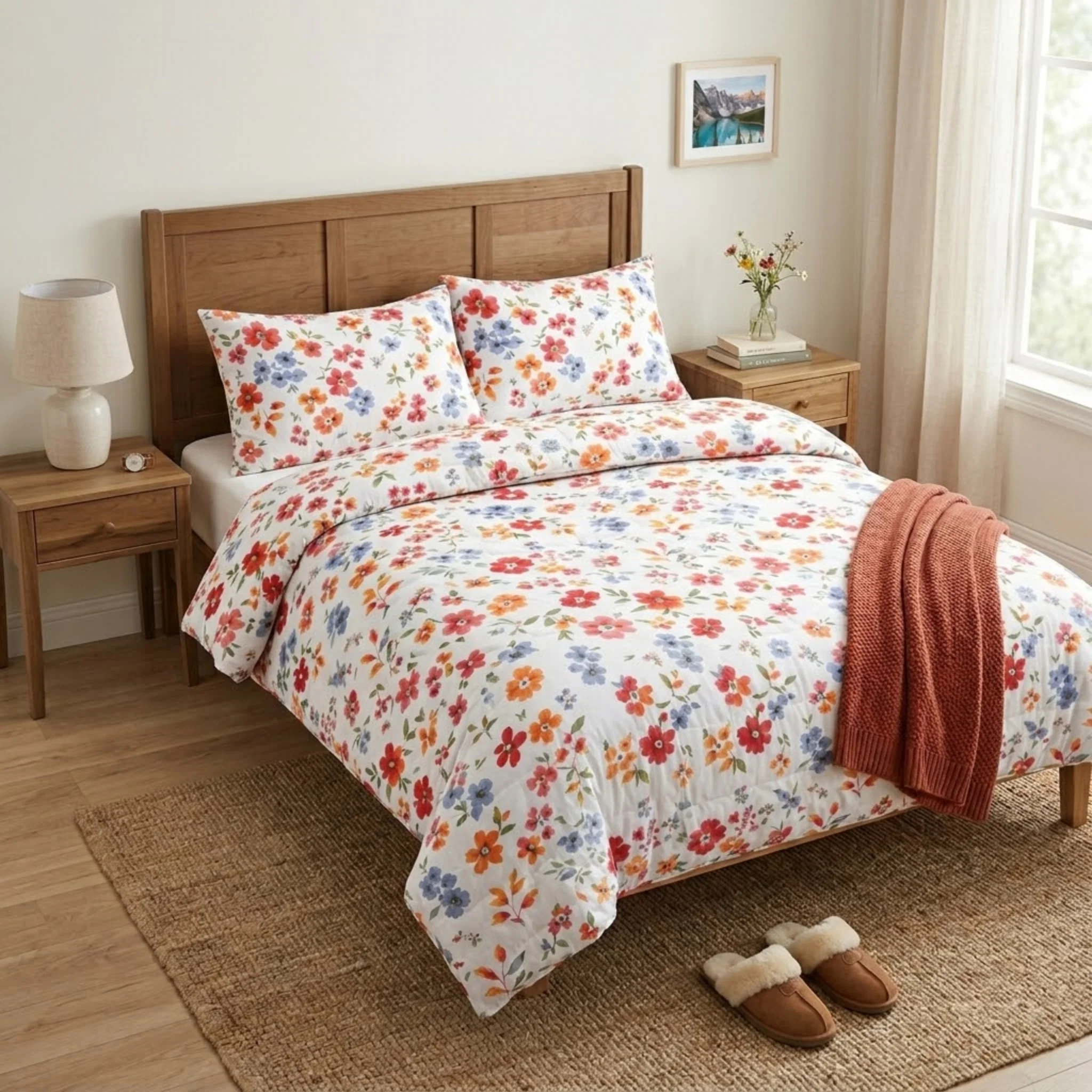 Professional AZALEA 3-Piece Floral Comforter Set Expertly Made