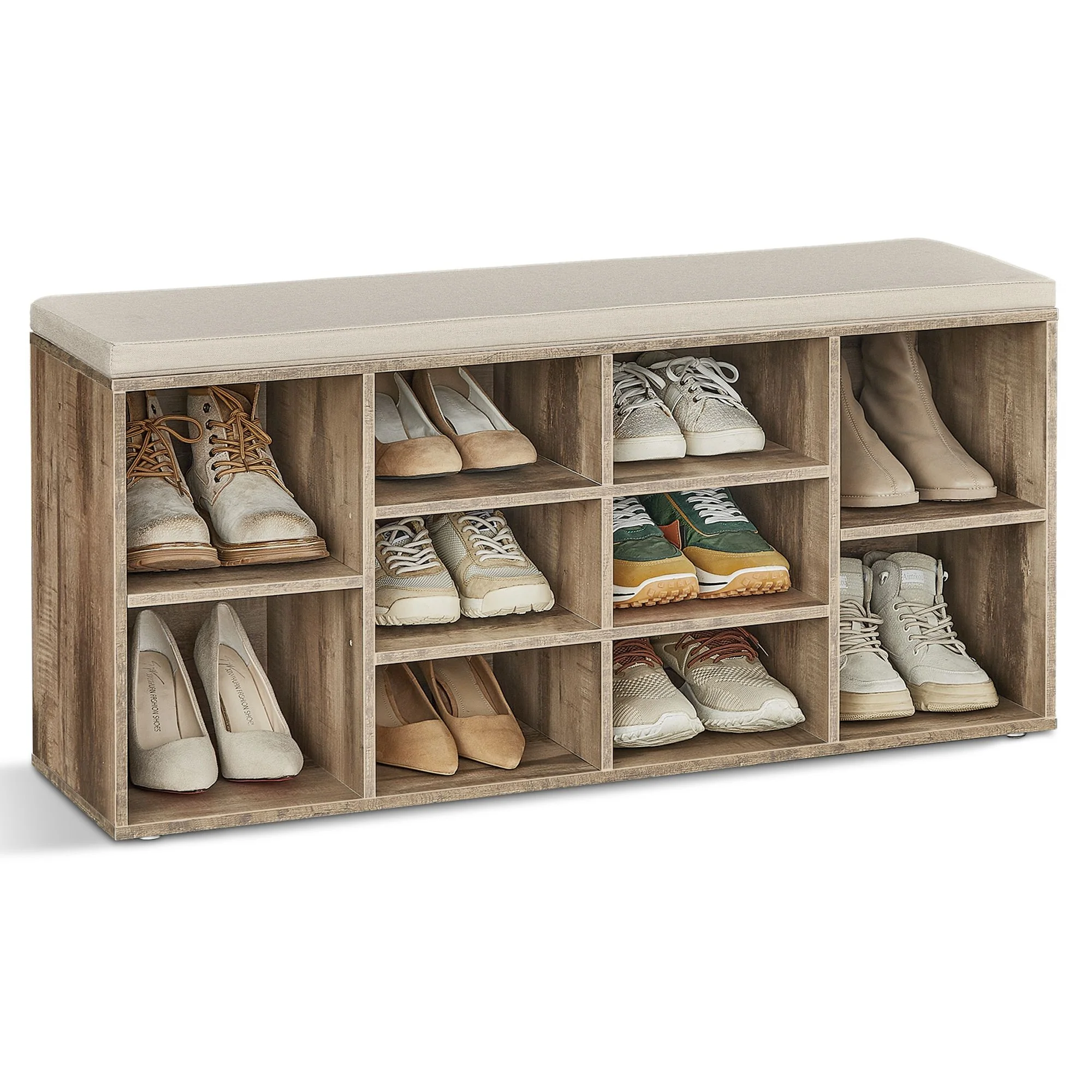 World-Class VASAGLE VASAGLE CUSTOS Collection – Shoe Bench Storage Bench with Padded Seat Lightweight