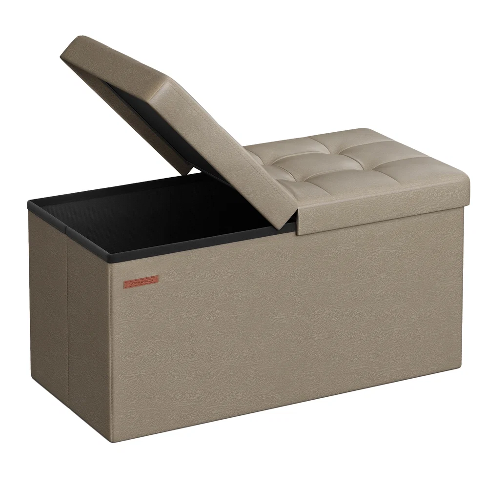 Specialty SONGMICS Mazie Collection – Storage ottoman bench and footstool with hidden compartment Natural