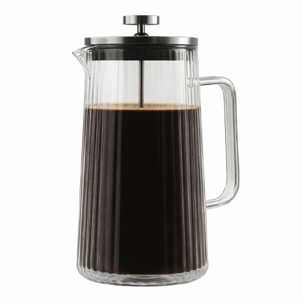 Specialty NUVO Ribbed French Press 600 ml Detailed