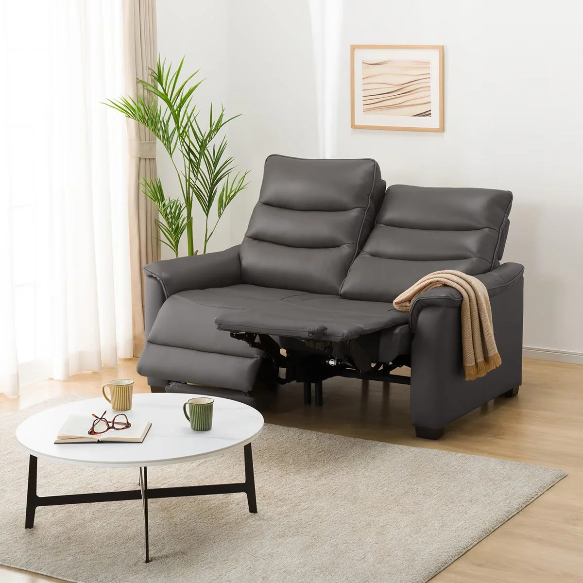 Secure 2P ELECTRIC SOFA N-BELIEVA 3 TK-LEATHER DGY Efficient