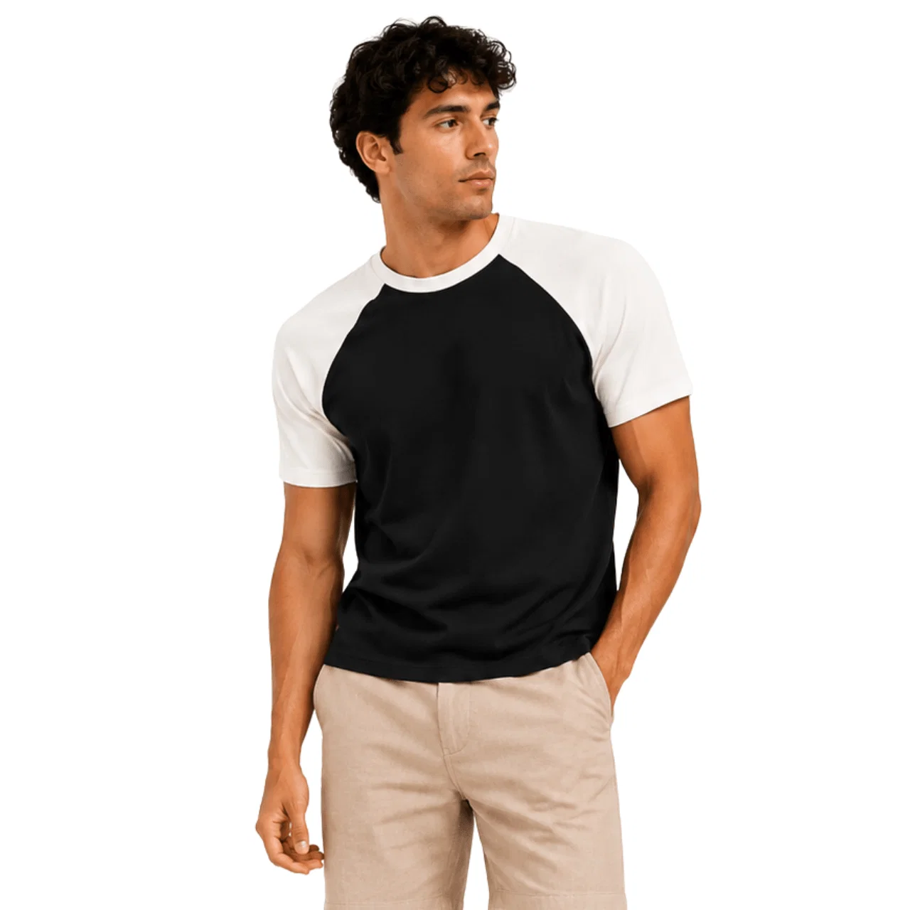 Practical Men s Contrast Raglan Cotton T-Shirt – Black and White Responsible