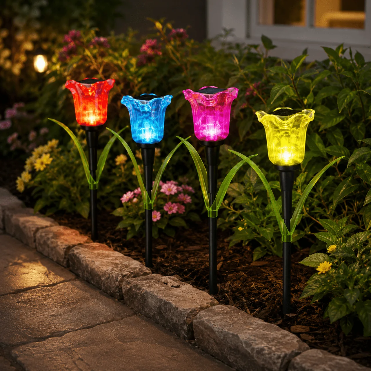 Minimalist Solar Powered Tulip Garden Lights – Colorful LED Outdoor Pathway Stakes World-Class