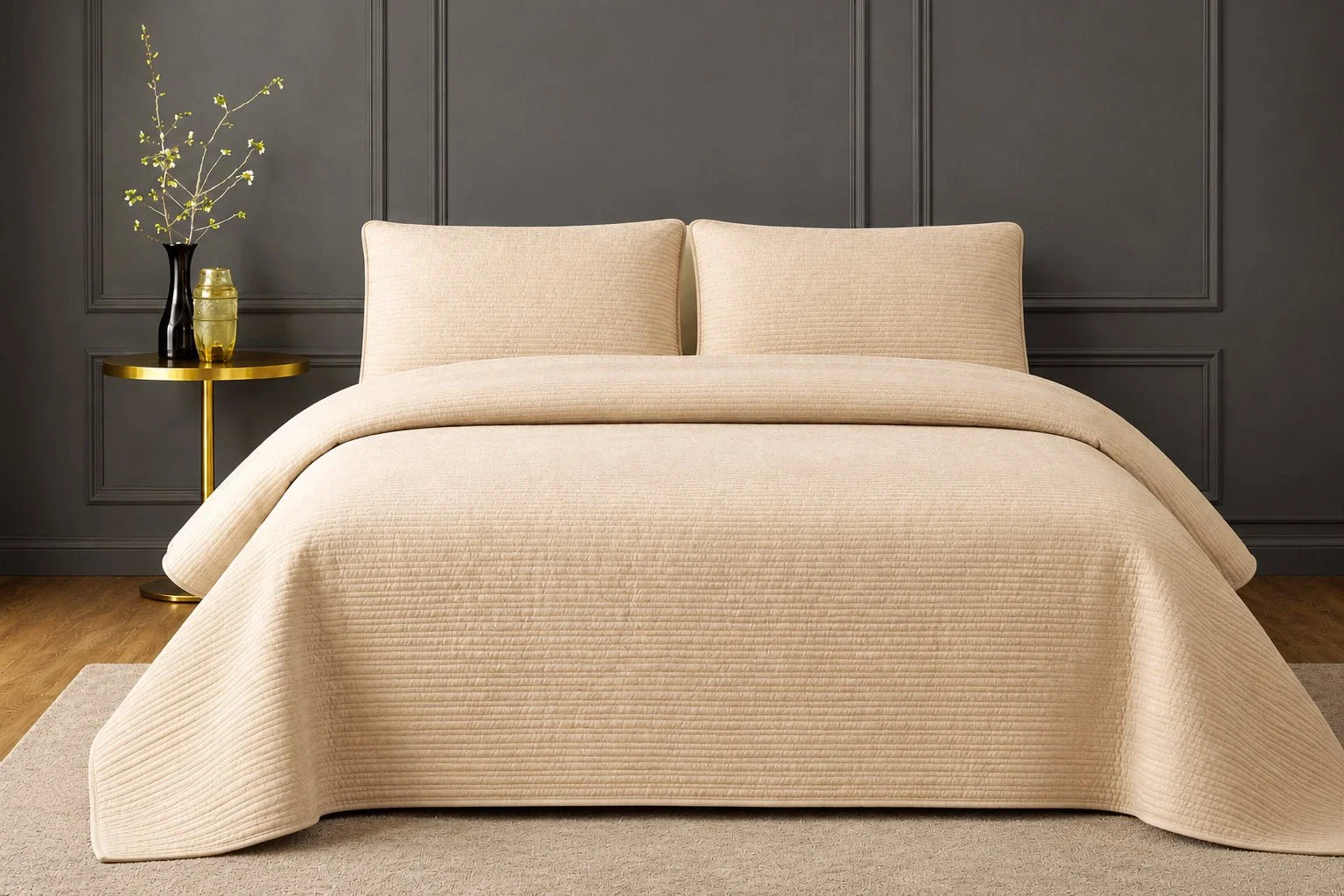 Selected CATONIC – 3-Piece Satin Quilt Set Specialty