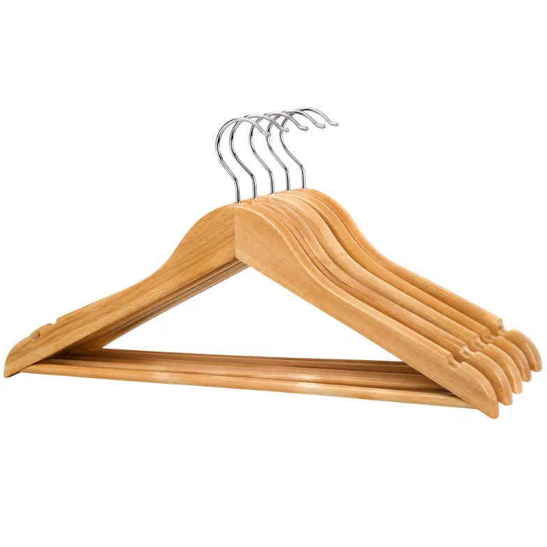 Innovative 3-Piece Wooden Coat Hanger Set with Clips Eco-Friendly