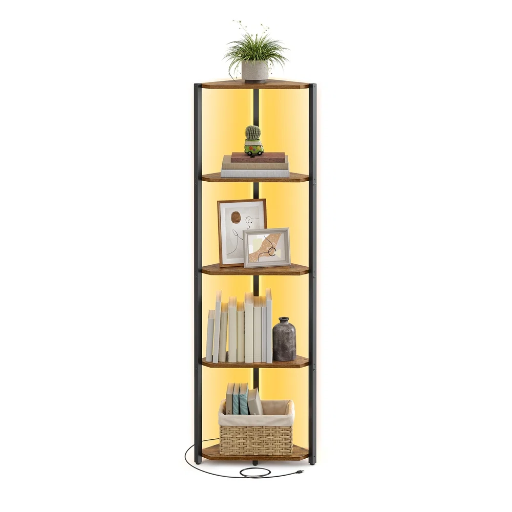 Reliable VASAGLE Corner Shelf Stand with LED Lights Carefully Designed