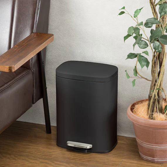 Flexible RECTANGLE SOFT-CLOSE TRASH CAN H8-12L BK Genuine