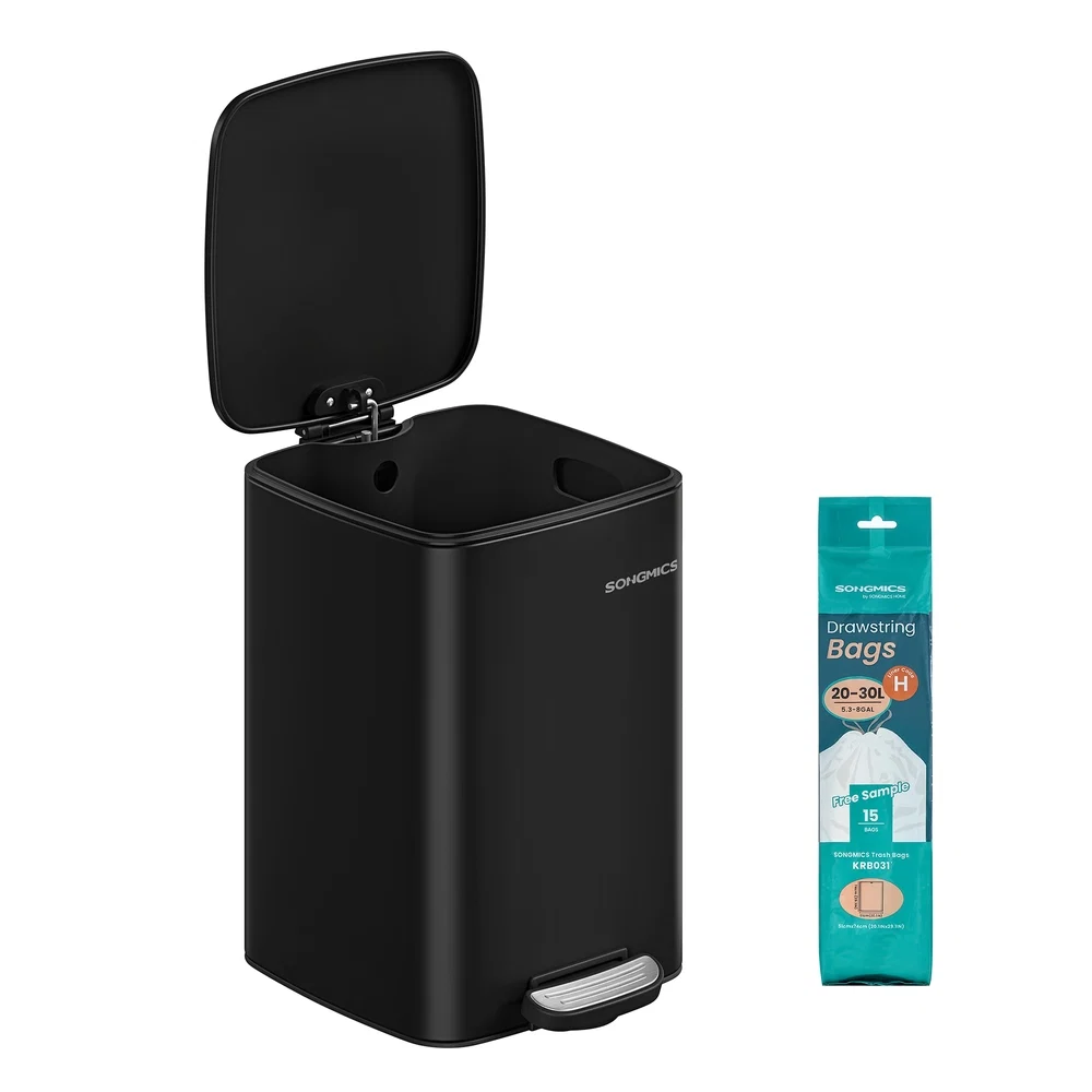 Sophisticated SONGMICS Stainless Trash Can 5.2-Gallon 20 L with Inner Bucket Green