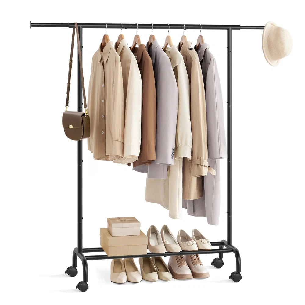 Smooth SONGMICS Clothes Rack with Extendable Rail and Wheels Clean