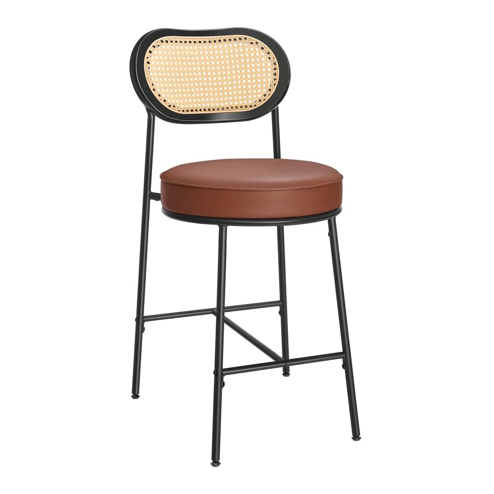 Sustainable VASAGLE Bar Stools Set of 2 Counter Height Bar Stool with PE Rattan Back Durable
