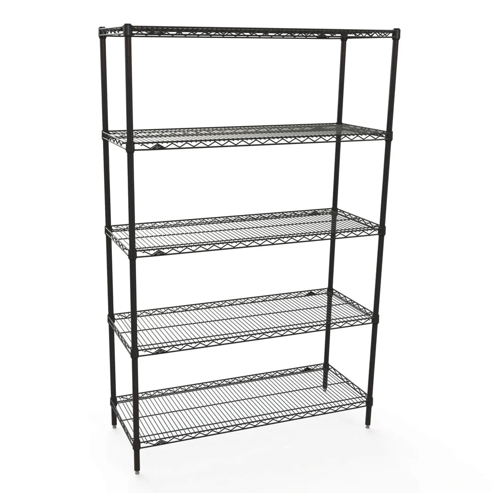 High-End 24 quot d x 48 quot w Metro Super Erecta 5-Shelf Wire Kits – Black Smooth