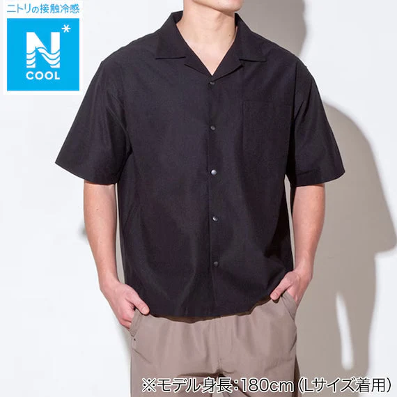 High-End MENS COOL CUT GEORGETTE SHORT SLEEVESHIRT NE BK M Official