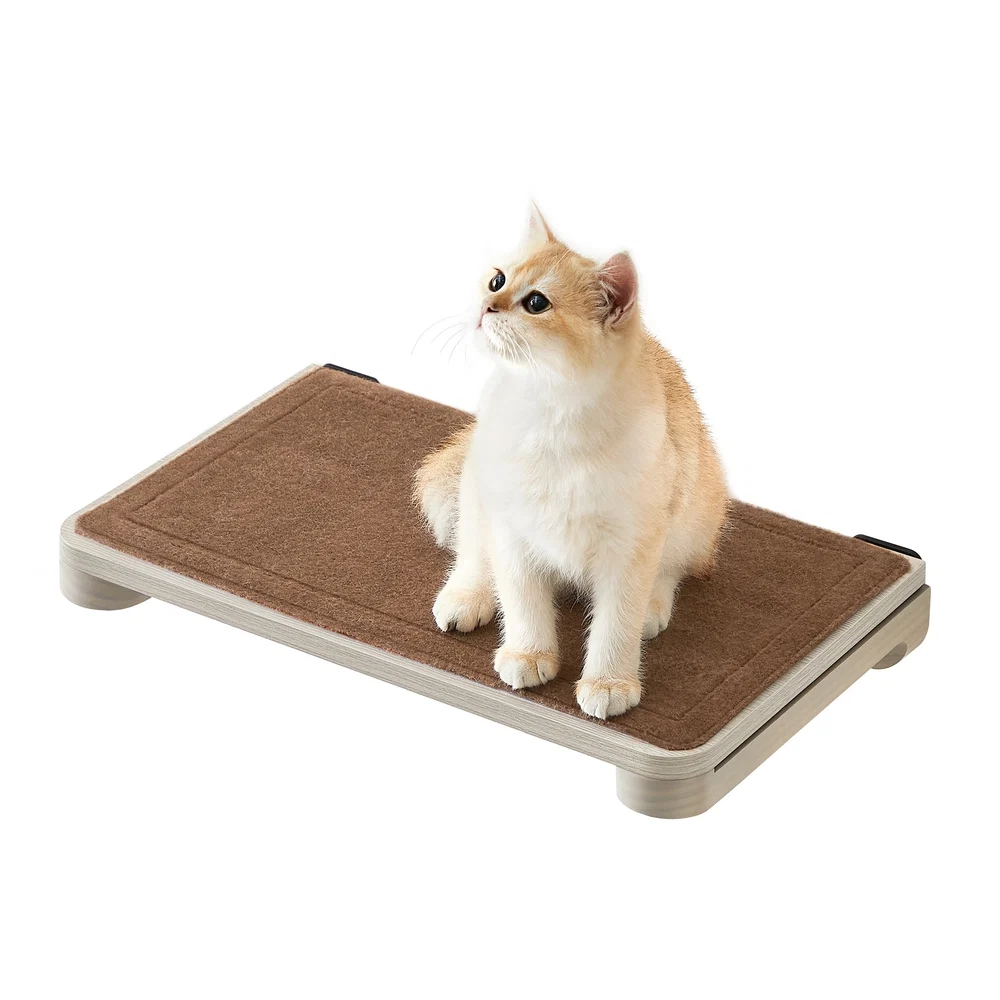 Natural Clickat Wall-Mounted Cat Shelf with Felt Pad Quality