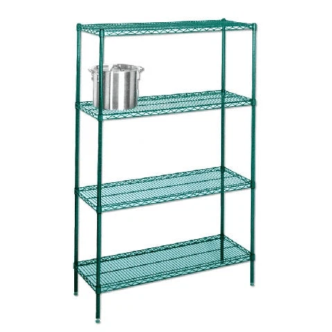 Unique 21 quot d Green Epoxy Wire Shelving with 4 Shelves Exceptional