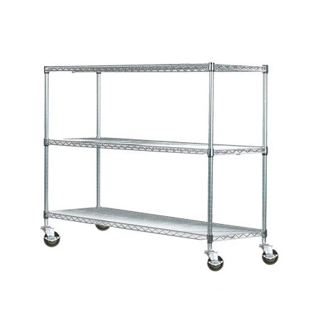 Fine Crafted 18 quot d Chrome Wire Carts w 3 Shelves Prestigious