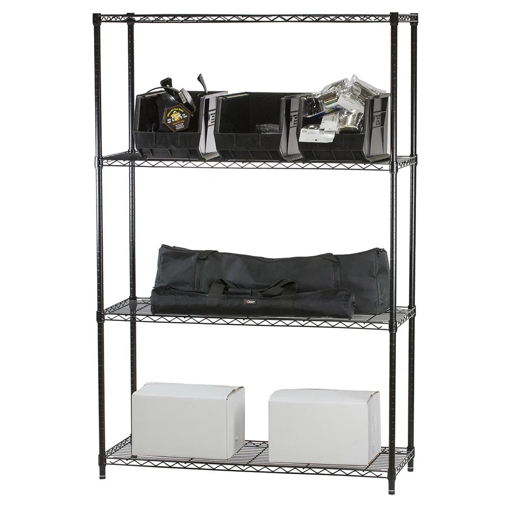 Crafted 18 quot d x 72 quot h Black Wire Shelving w 4 Shelves Detailed