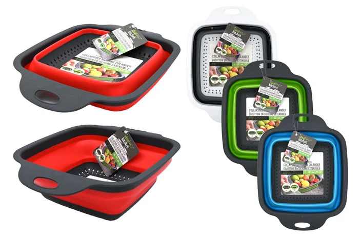 Long-Lasting COLLAPSIBLE SQUARE COLANDER Functional
