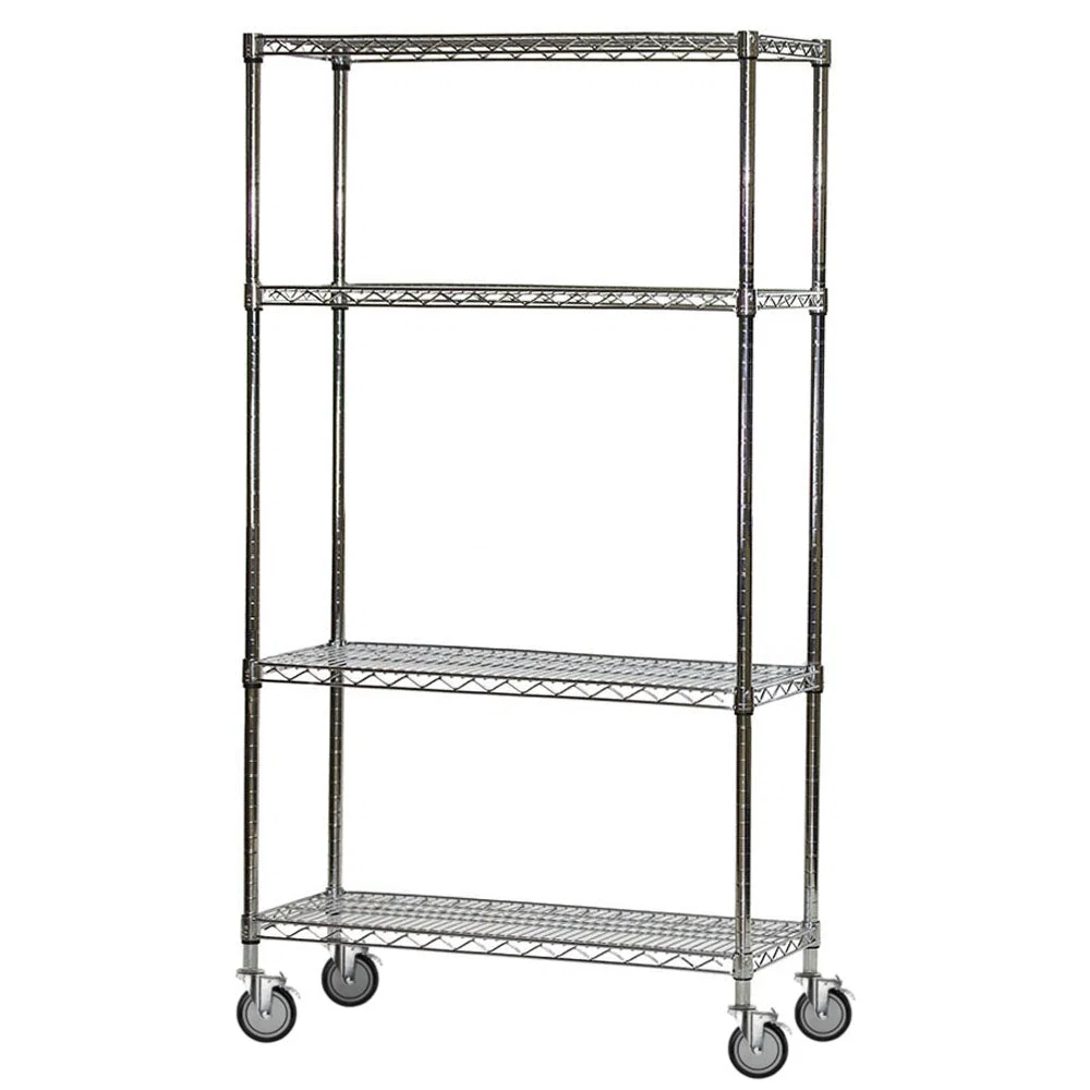 Fashionable 4-Shelf Chrome Wire Carts – 12 quot d x 72 quot w Premium Material