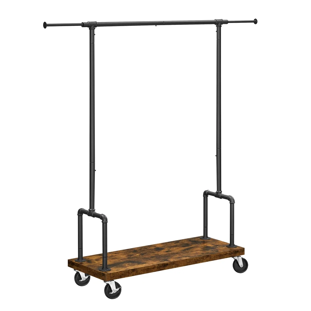 Classic VASAGLE Industrial Garment Rack on Wheels with Extendible Rail Responsible