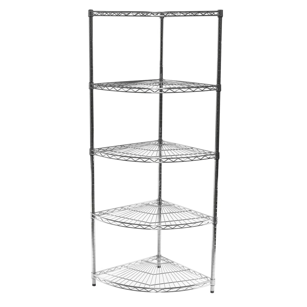 Contemporary 24 quot d Chrome Wire Radius Corner Unit w 5 Shelves Fine