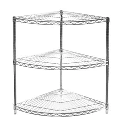 Recyclable 18 quot d Chrome Wire Radius Corner Unit w 3 Shelves Unique
