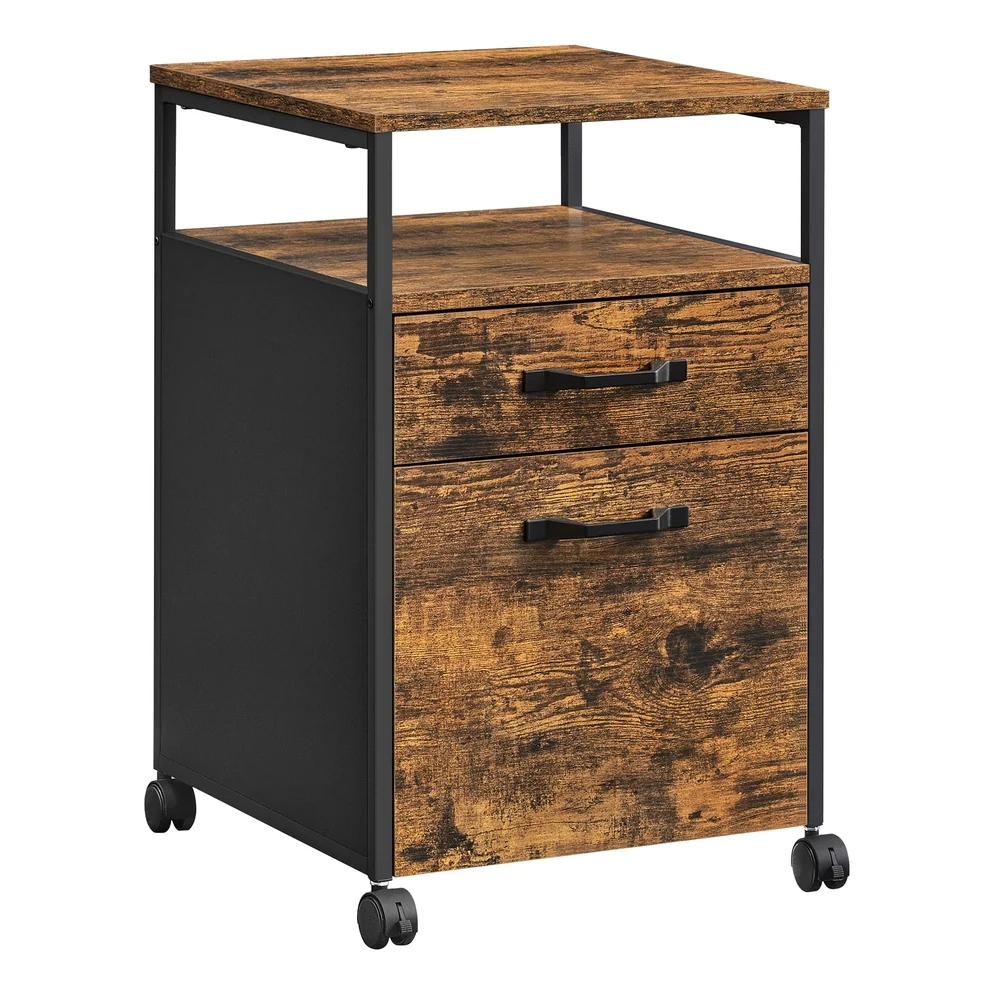 Casual VASAGLE Industrial Brown File Cabinet with Drawer Classic