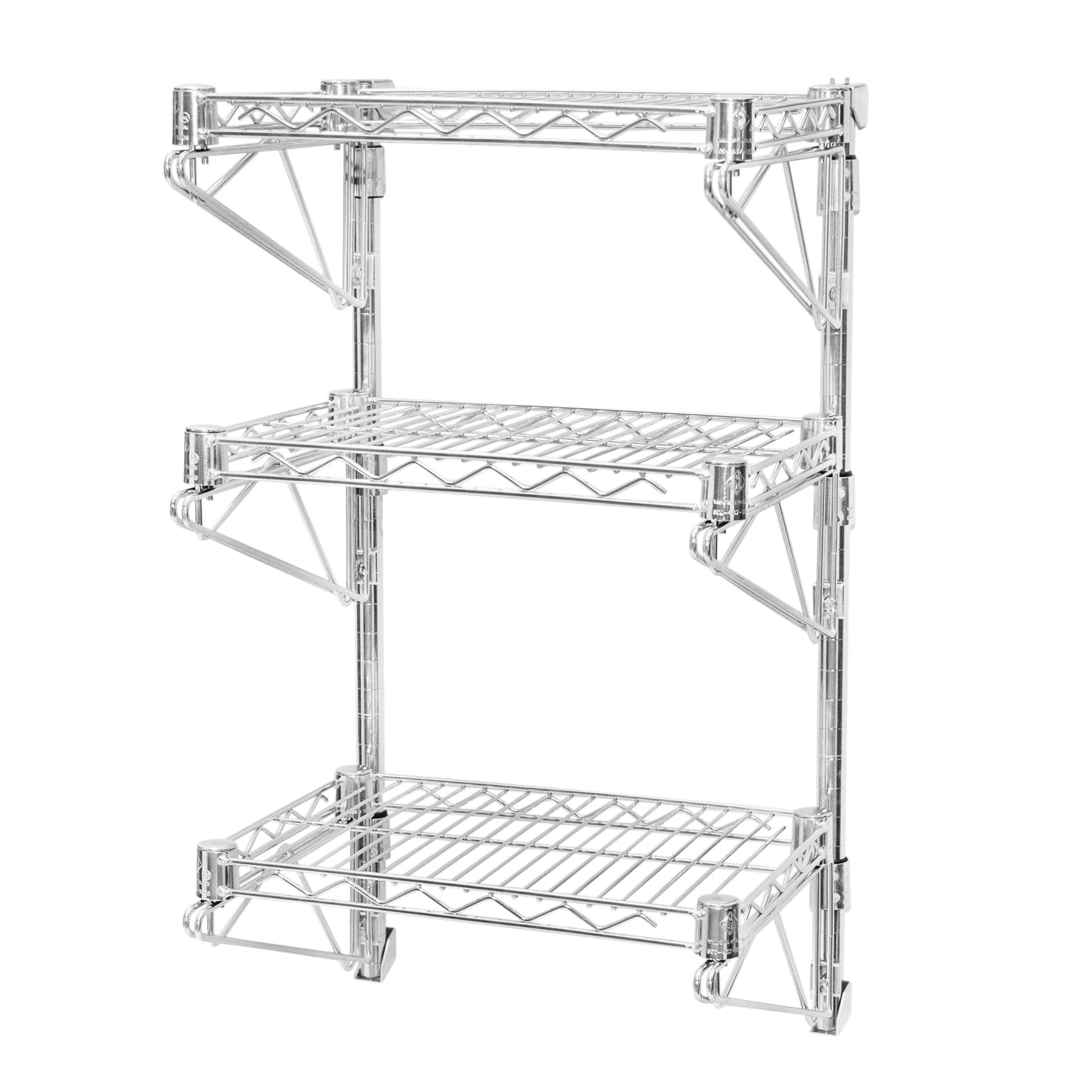 Casual 18 quot d Wall-Mounted Wire Shelving w 3 Shelves Solid