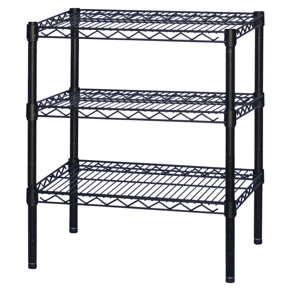 Carefully Designed 12 quot d x 34 quot h Black Wire Shelving w 3 Shelves Fashionable