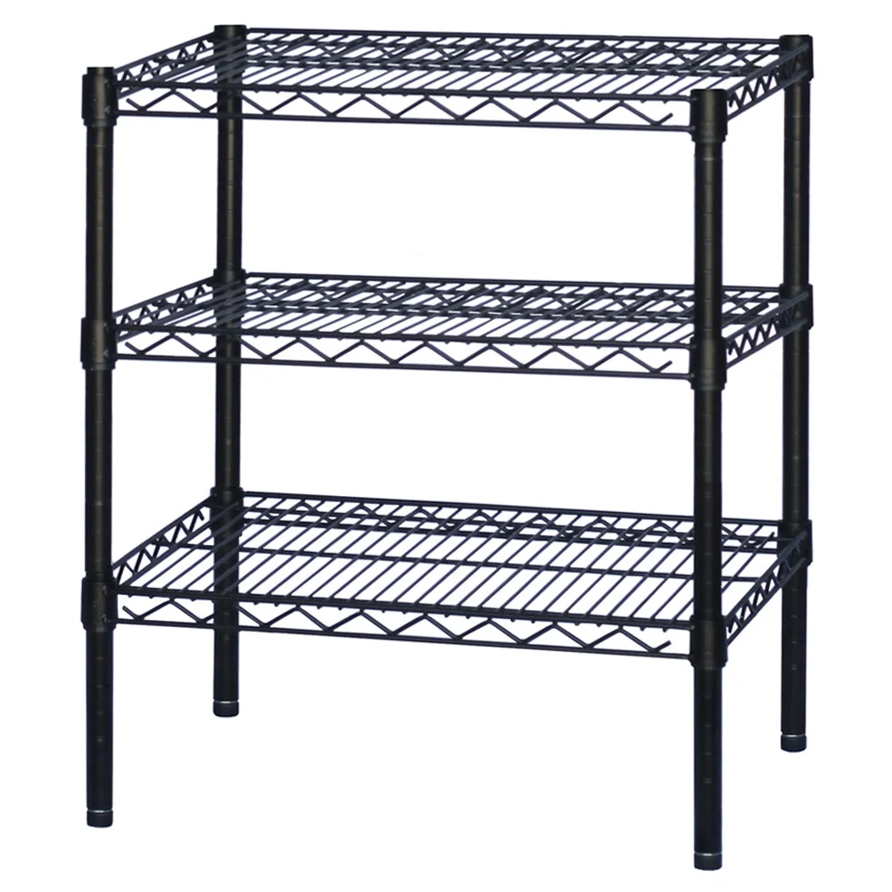 Comfortable 18 quot d x 34 quot h Black Wire Shelving w 3 Shelves Smart