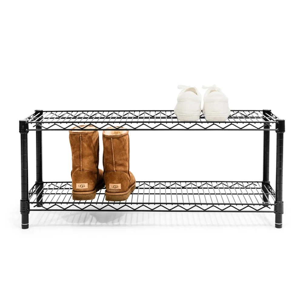 Modern Black 2-Tier Shoe Rack Classic