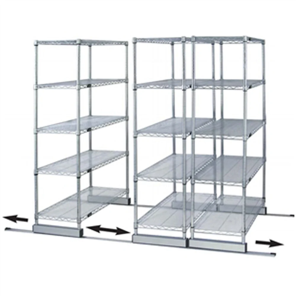First-Class 24 quot d x 48 quot w High-Density Mobile Wire Shelving – Single Wide Prestigious