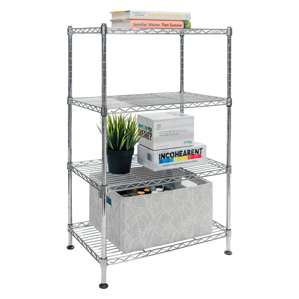 Contemporary Standard Duty 12 quot d x 20 quot w x 32 quot h 4-Tier Chrome Wire Shelving Original Design
