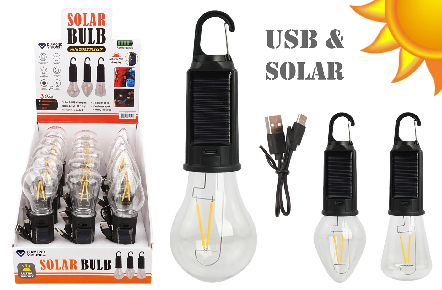 Natural SOLAR HANGING LIGHT BULB Sophisticated