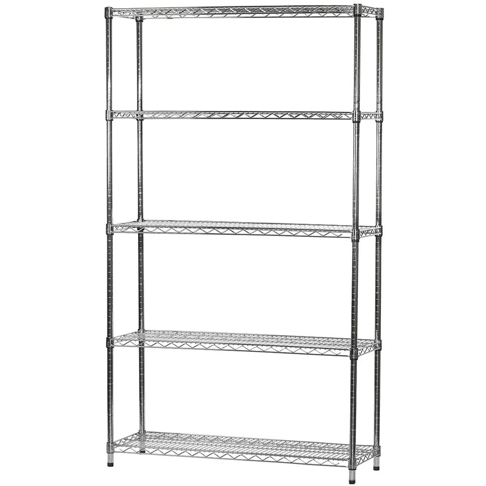 Efficient 14 quot d x 42 quot w Chrome Wire Shelving w 5 Shelves Reusable