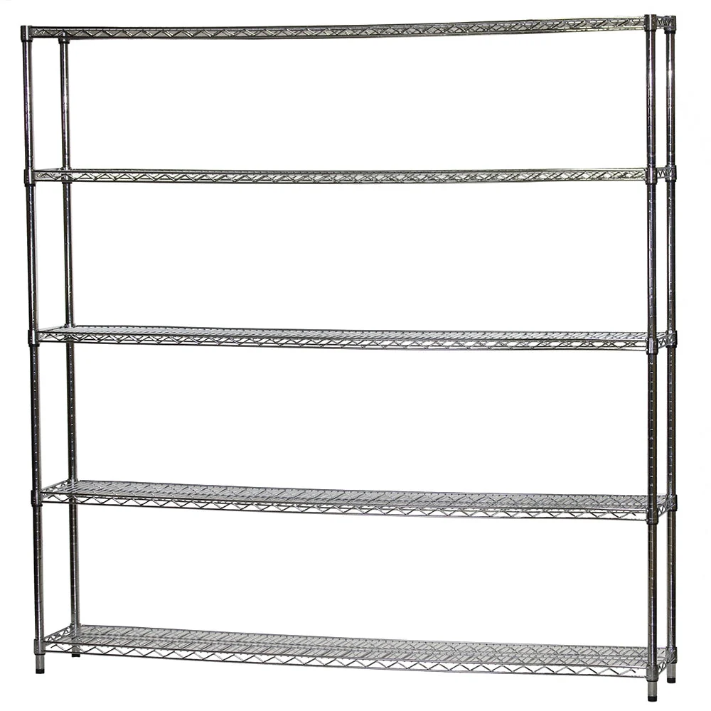 Relaxed 12 quot d x 72 quot w Chrome Wire Shelving w 5 Shelves Enhanced