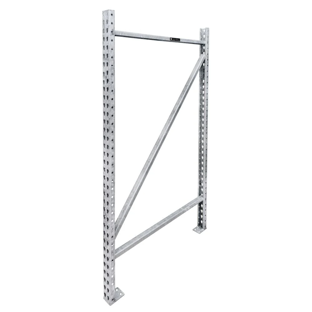 Elite 42 quot d Galvanized Teardrop Pallet Rack Upright Frames – 29 000 lbs Cap. User-Friendly