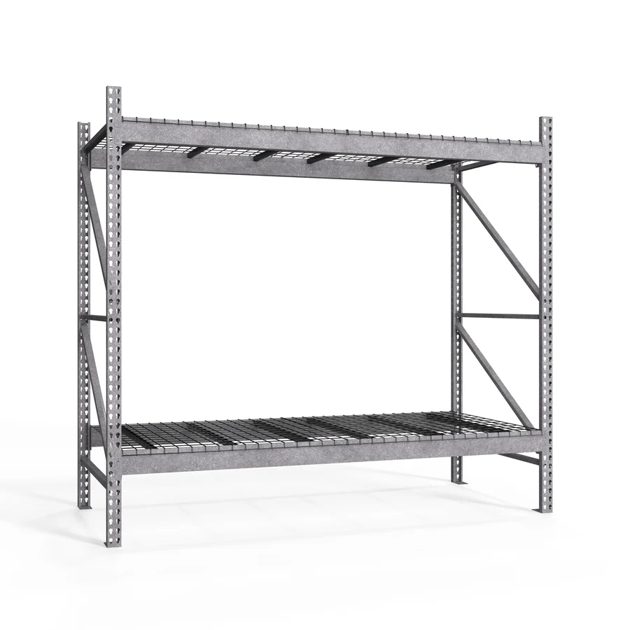 Dependable 2-Tier Galvanized Teardrop Pallet Rack Starter Units w Wire Decking – 48 quot d x 96 quot h Smart