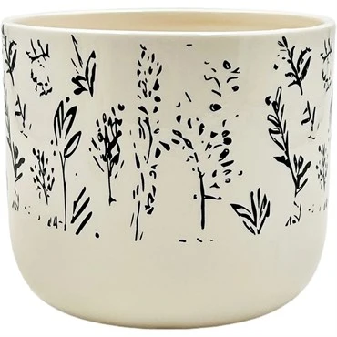 Contemporary STENCILED PLANTS POT 5 quot Premium Material