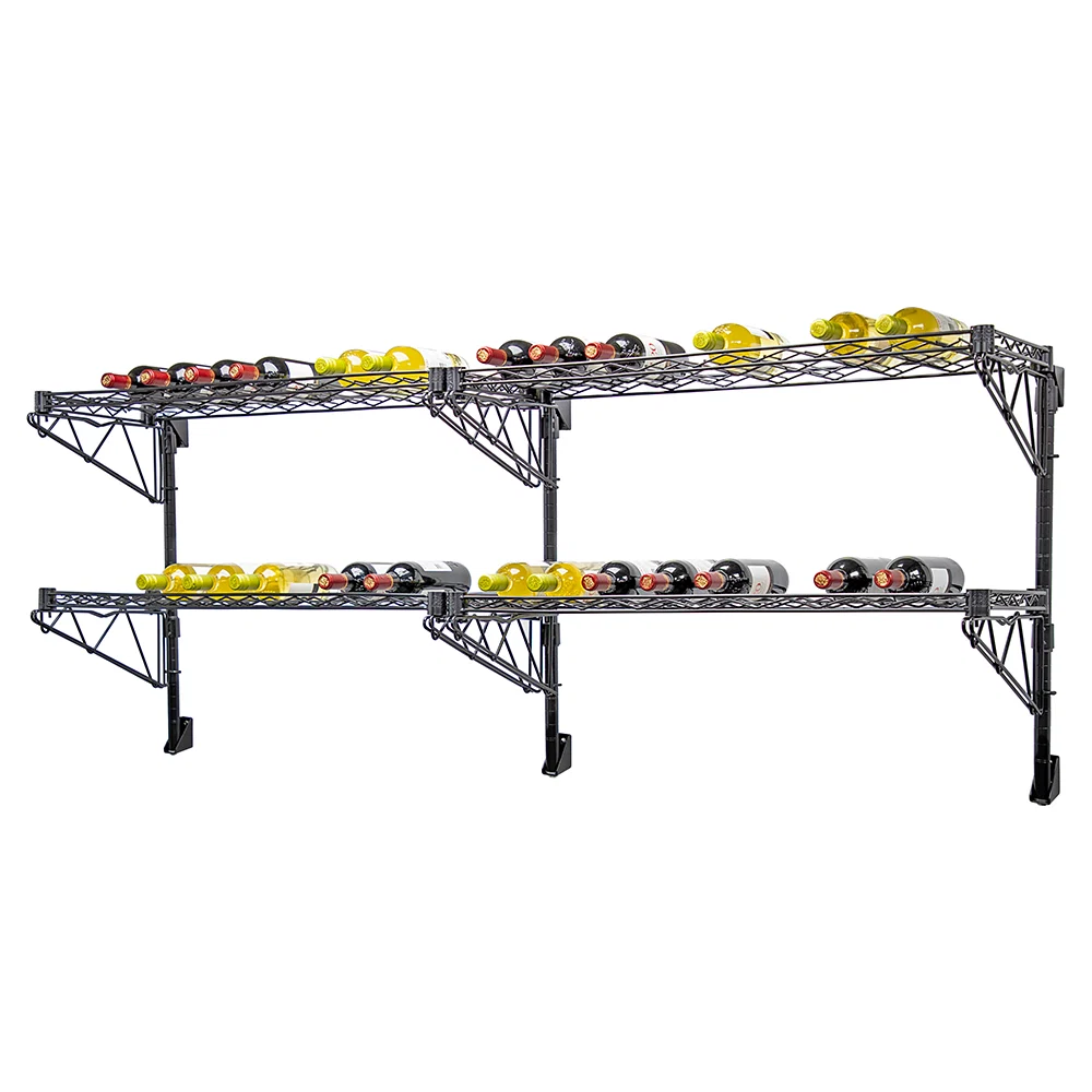 Environmentally Friendly 14 quot d Black Double Wall Mounted Wine Racks w 4 Shelves Genuine