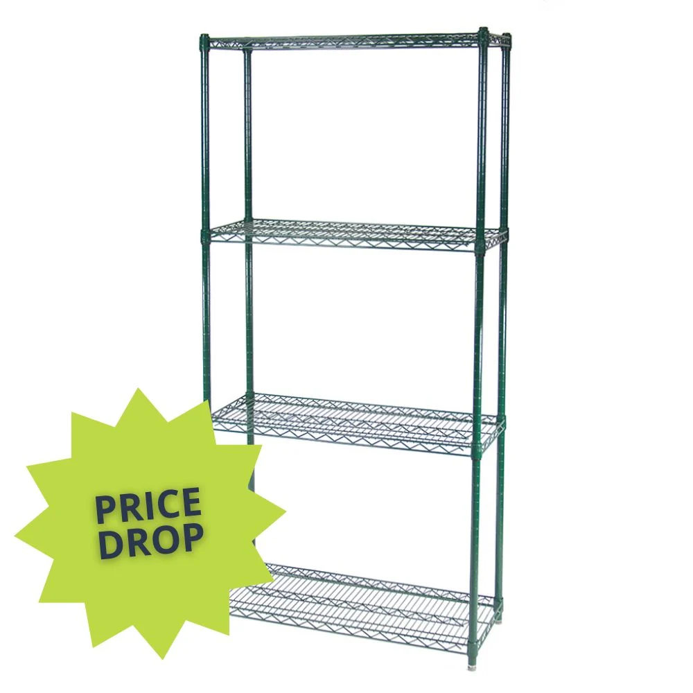 Official 12 quot d 4-Tier Green Wire Shelving Quality